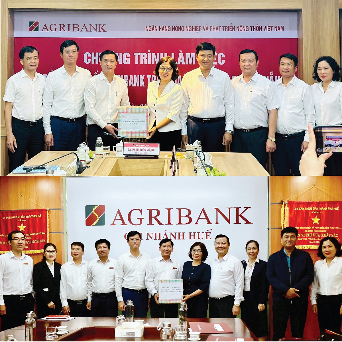 Công đoàn Agribank và đoàn công tác thăm hỏi, động viên và trao quà cho cán bộ, người lao động tại chi nhánh Quảng Nam và chi nhánh Huế.