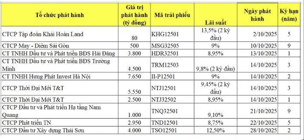 Trái phiếu doanh nghiệp bất động sản chiếm tỷ trọng lớn đợt phát hành trong tháng 10.