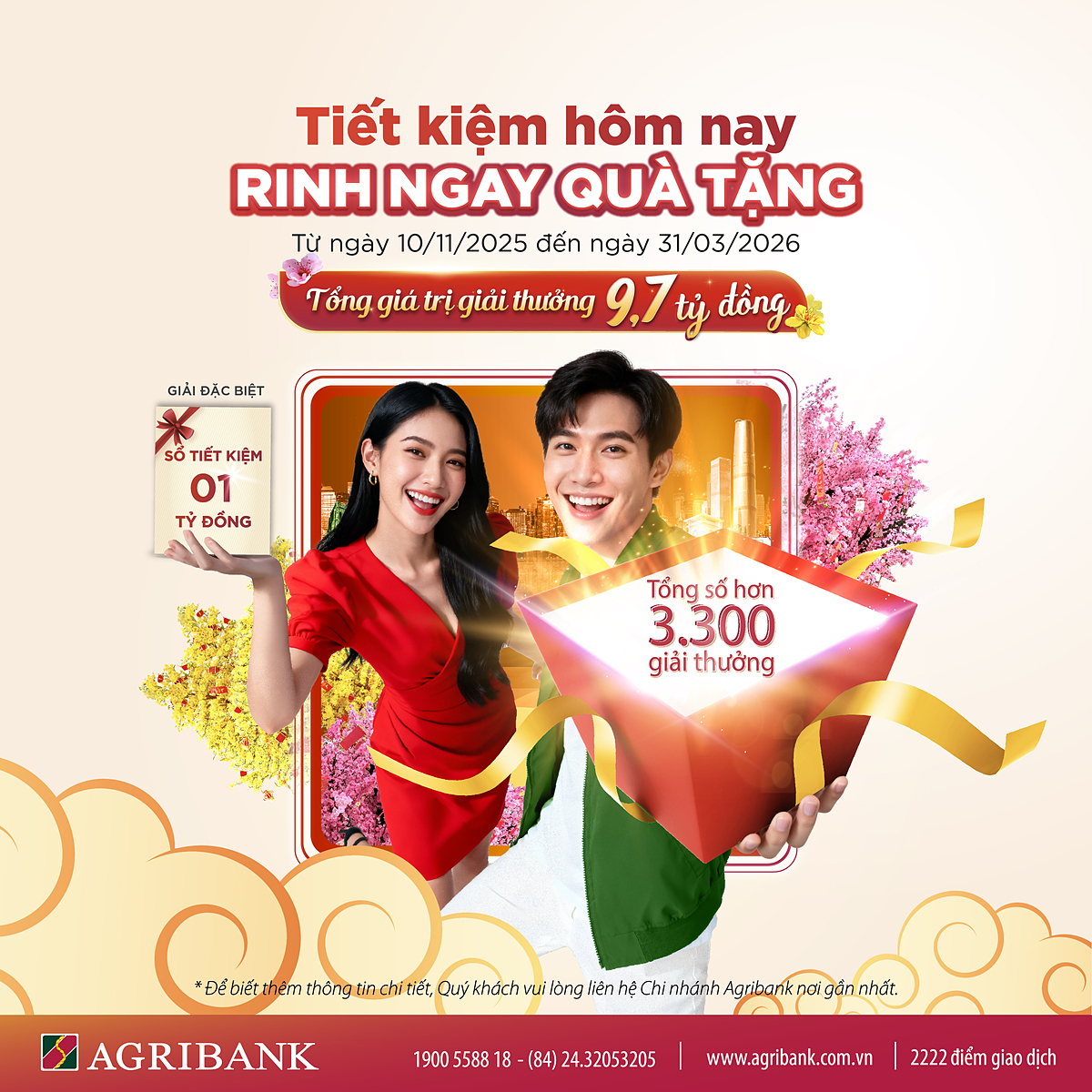 Cơ hội trúng 1 tỷ đồng và nhiều ưu đãi khác khi tham gia “Tiết kiệm hôm nay – Rinh ngay quà tặng” tại Agribank.