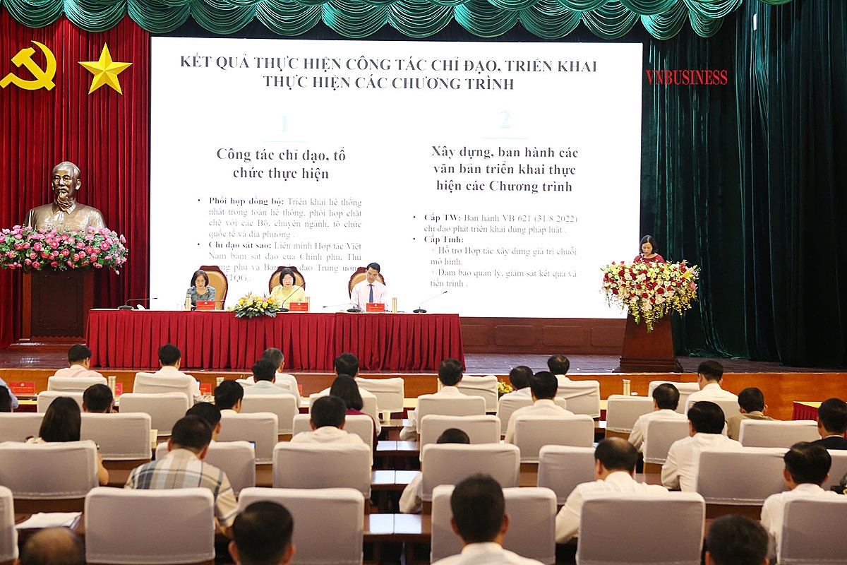 Toàn cảnh Hội nghị tổng kết chương trình mục tiêu quốc gia Liên minh HTX Việt Nam giai đoạn 2021-2025.