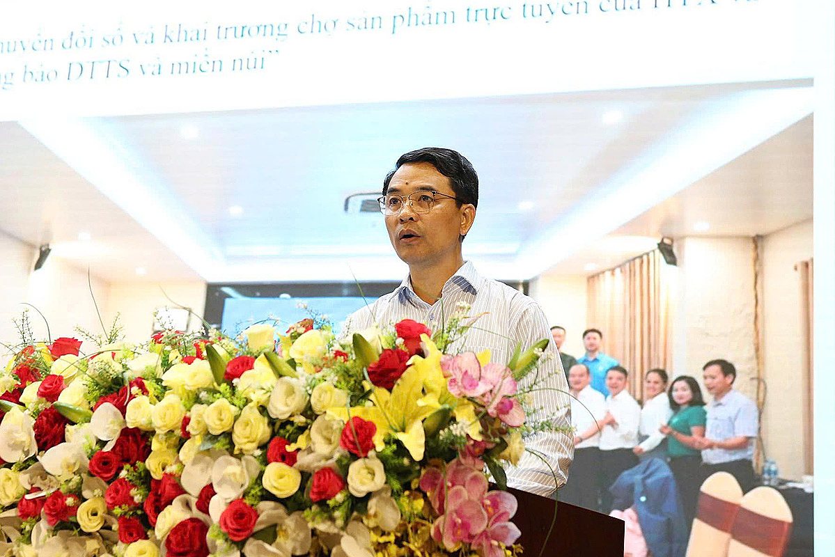 Phó Chủ tịch Liên minh Hợp tác xã Việt Nam – Đinh Hồng Thái phát biểu tại Hội nghị.