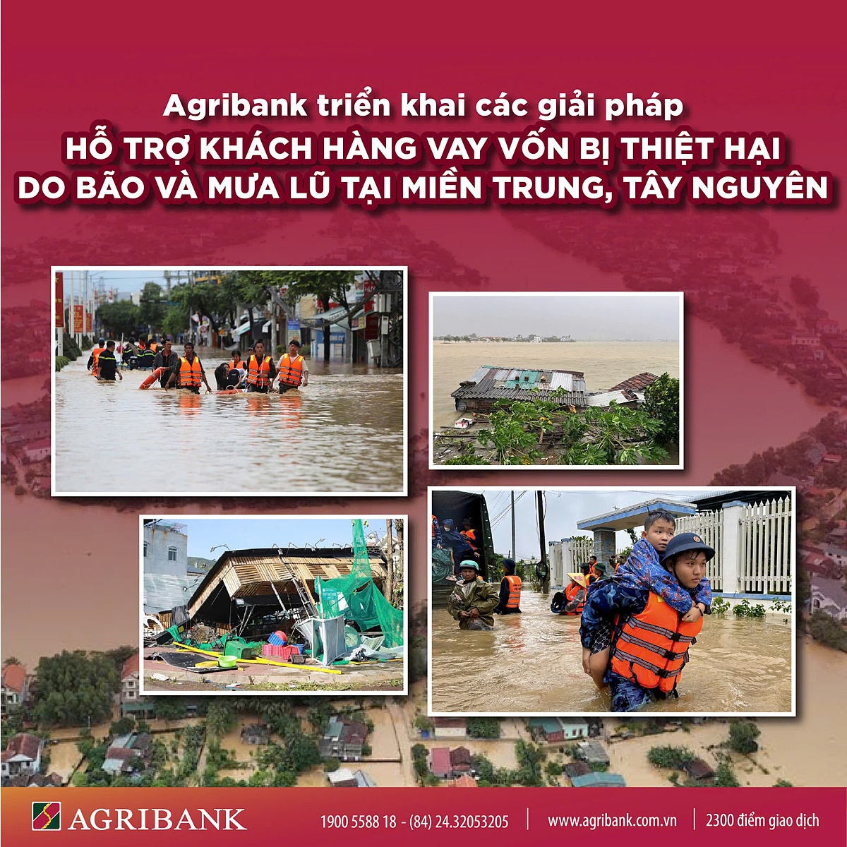 Agribank tiếp tục triển khai chính sách giảm tới 2%/năm lãi suất cho vay hỗ trợ khách hàng bị thiệt hại do bão số 12, 13 và mưa lũ.