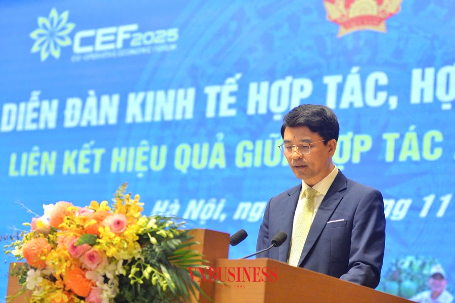 Phó Chủ tịch Liên minh HTX Việt Nam Đinh Hồng Thái phát biểu tại diễn đàn.