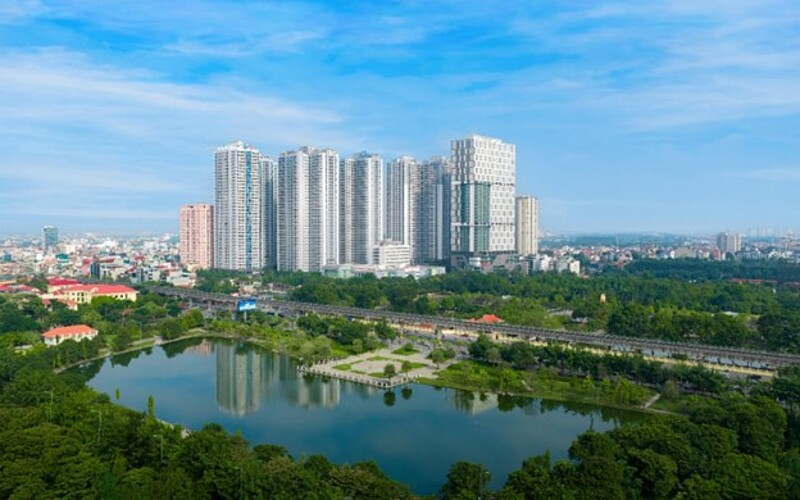 Công viên hồ điều hòa liền kề ROX Tower Goldmark City.
