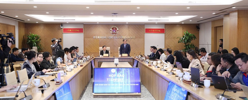 Bộ Khoa học và Công nghệ tổ chức họp báo về Ngày hội khởi nghiệp đổi mới sáng tạo Việt Nam 2025 &lpar;TECHFEST 2025&rpar;.