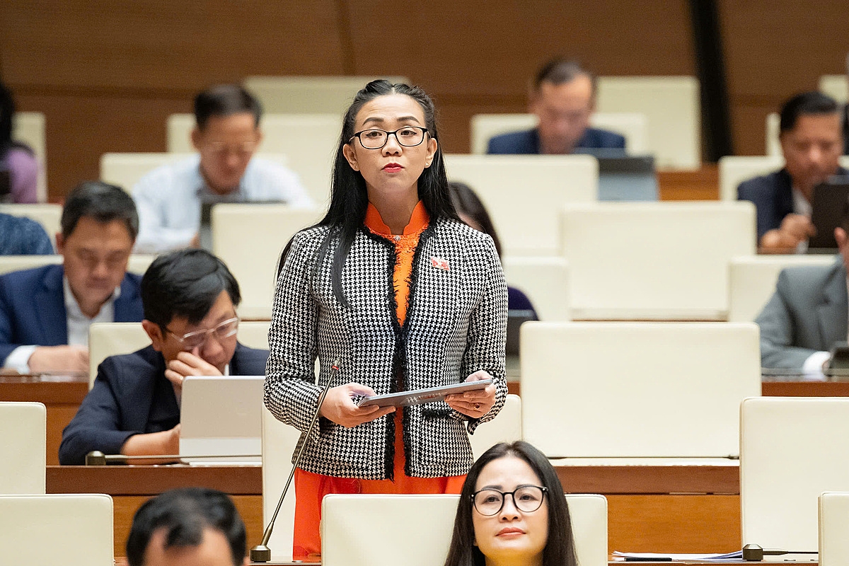 Đại biểu Trịnh Thị Tú Anh, đoàn ĐBQH tỉnh Lâm Đồng cho ý kiến.