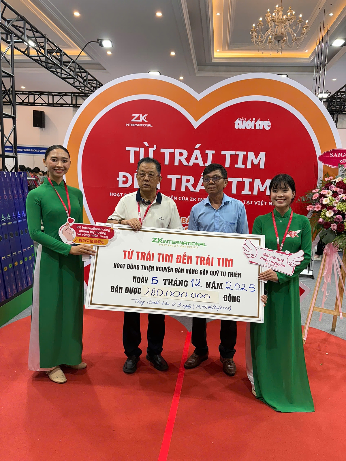 Sau ba ngày triển lãm, ZK đạt doanh thu 99.987.200 đồng. Chủ tịch tập đoàn, ông Gao Jiaquan, đã tự nguyện đóng góp thêm 180.012.800 đồng, nâng tổng số tiền hỗ trợ lên 280.000.000 đồng, đúng như cam kết ban đầu của công ty.