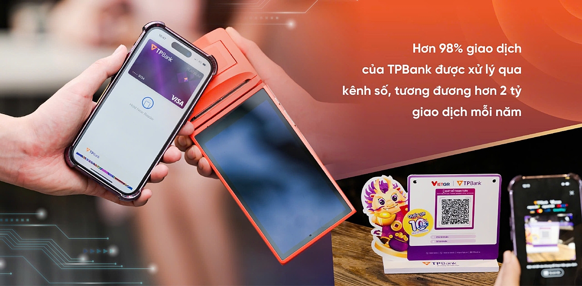 Hơn 98% giao dịch của TPBank được xử lý qua kênh số, tương đương hơn 2 tỷ giao dịch mỗi năm.