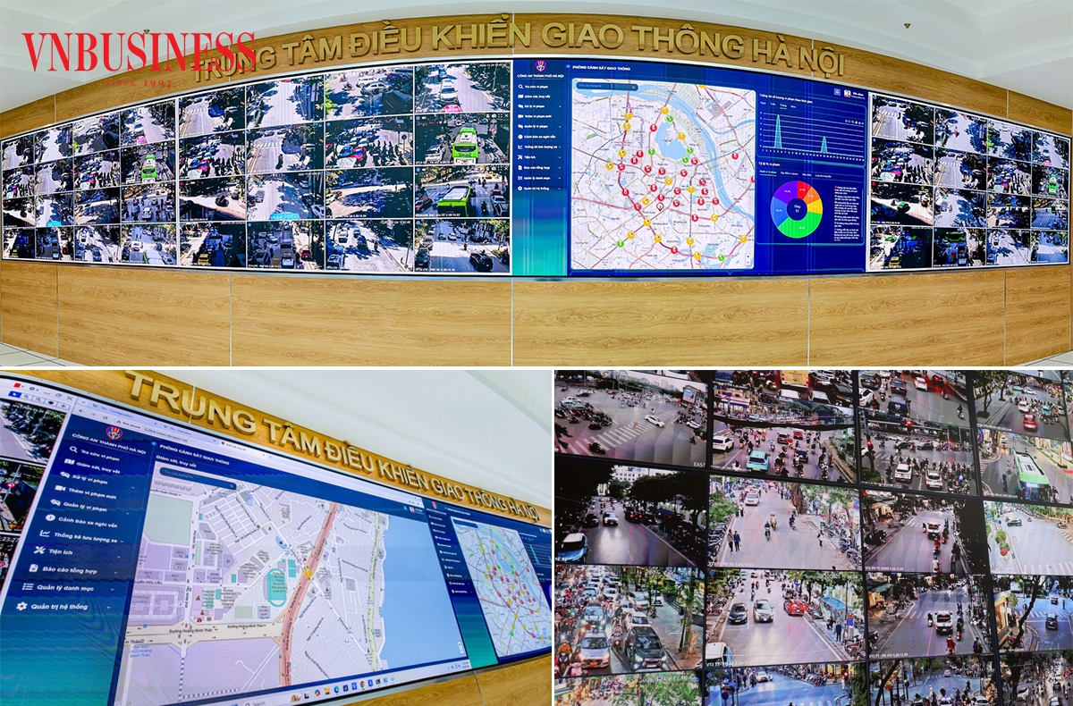 Trung tâm điều khiển giao thông Hà Nội là đầu não của hệ thống gồm 1.837 camera các loại, được kết nối trực tiếp với 188 tủ điều khiển đèn tín hiệu giao thông ứng dụng AI.