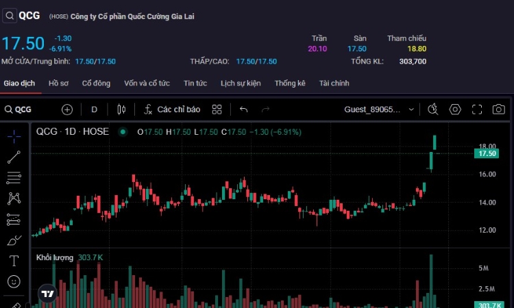 Cổ phiếu của Quốc Cường Gia Lai ‘xanh lơ’ sau chuỗi tím