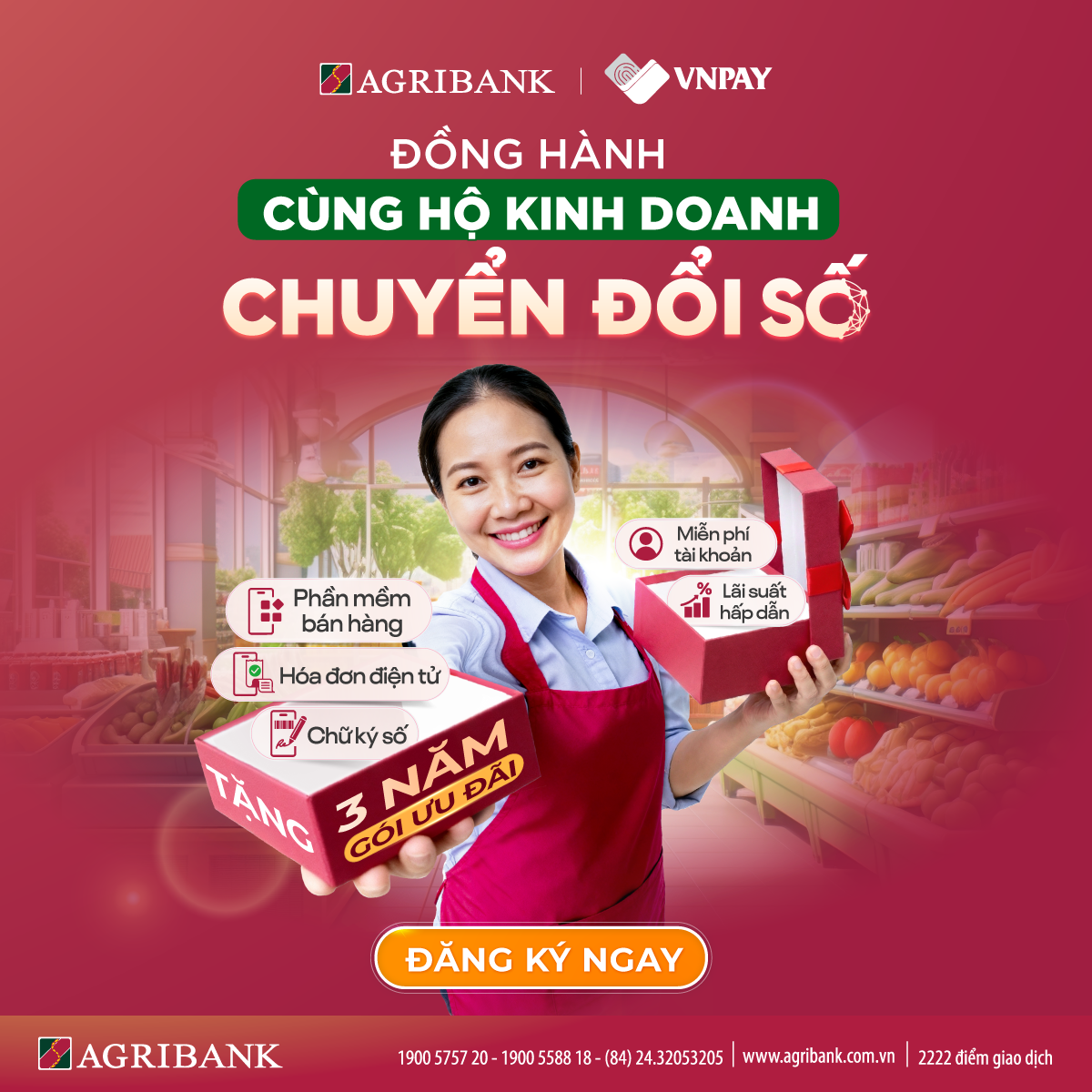 Agribank đồng hành cùng hộ kinh doanh chuyển đổi số.
