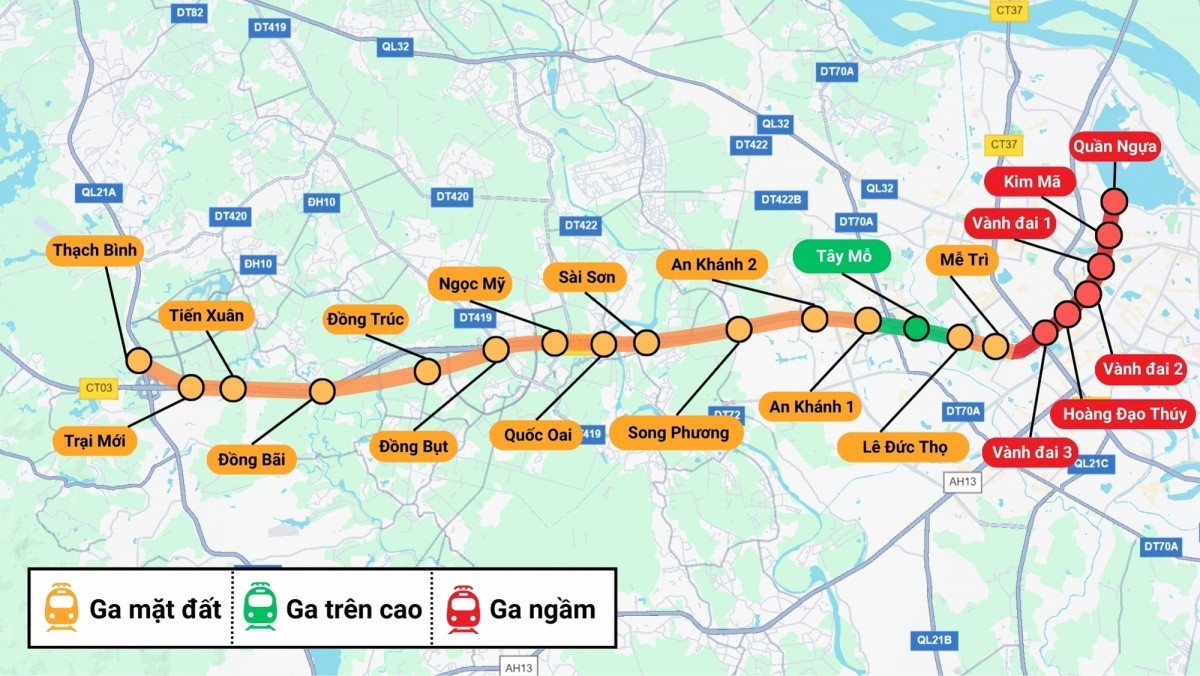 Metro số 5 &lpar;Văn Cao – Hòa Lạc&rpar; – tuyến huyết mạch kết nối trung tâm với hành lang đô thị phía Tây.