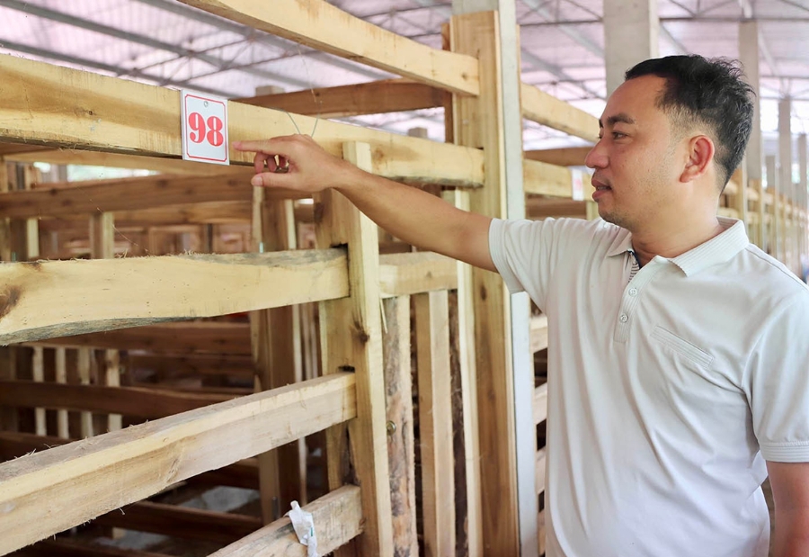 HTX Xuyên Sơn gắn mã số lên các khu vực nuôi hươu để quản lý quá trình sinh trưởng, phát triển của vật nuôi.