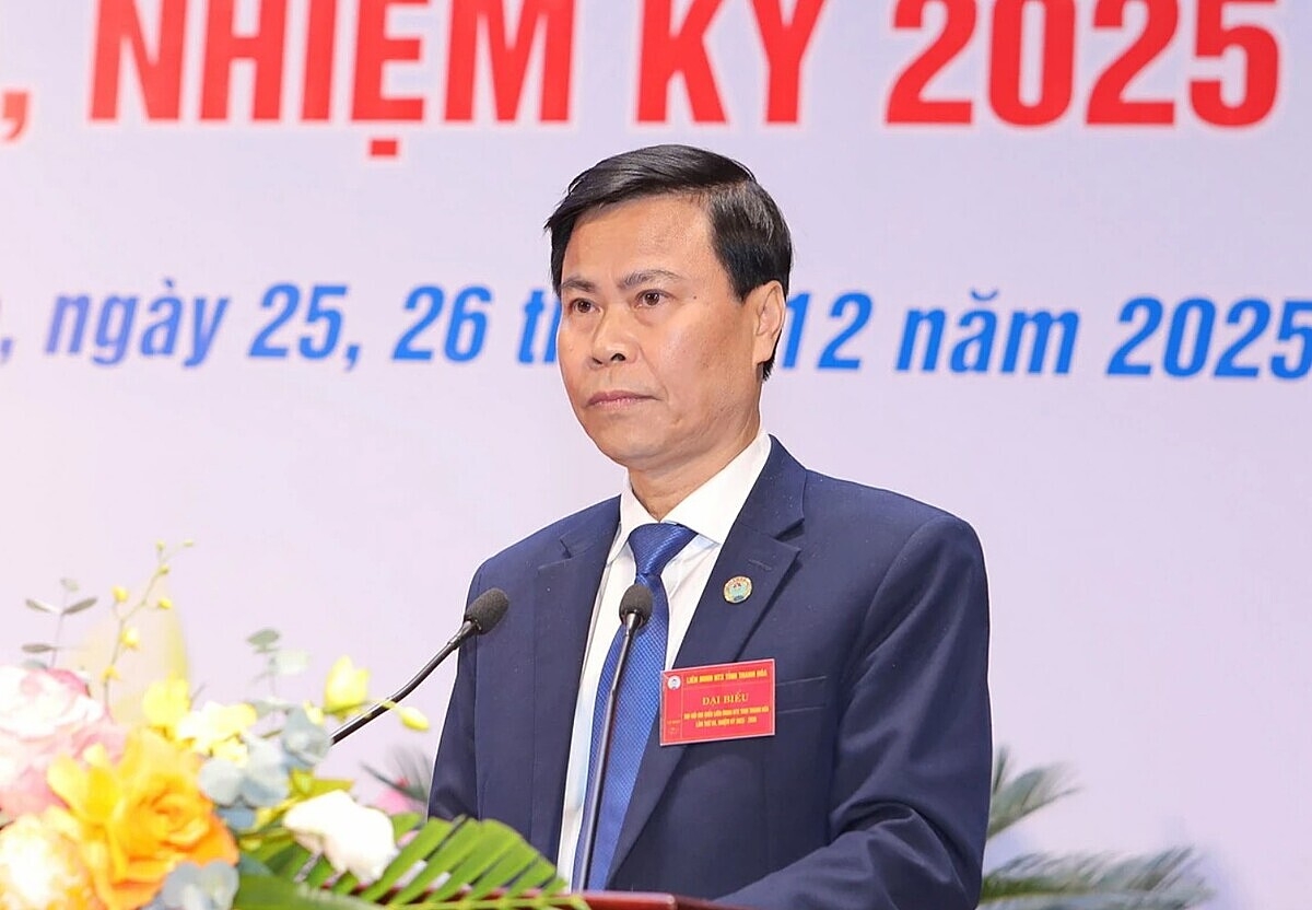 Đồng chí Nguyễn Đình Tuấn, Chủ tịch Liên minh HTX tỉnh phát biểu tại Đại hội.