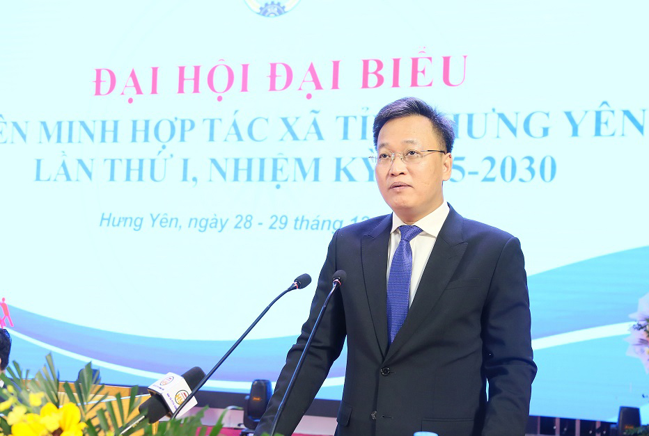 Ủy viên Ban chấp hành Trung ương Đảng, Bí thư Tỉnh ủy Hưng Yên Nguyễn Hữu Nghĩa phát biểu tại Đại hội.