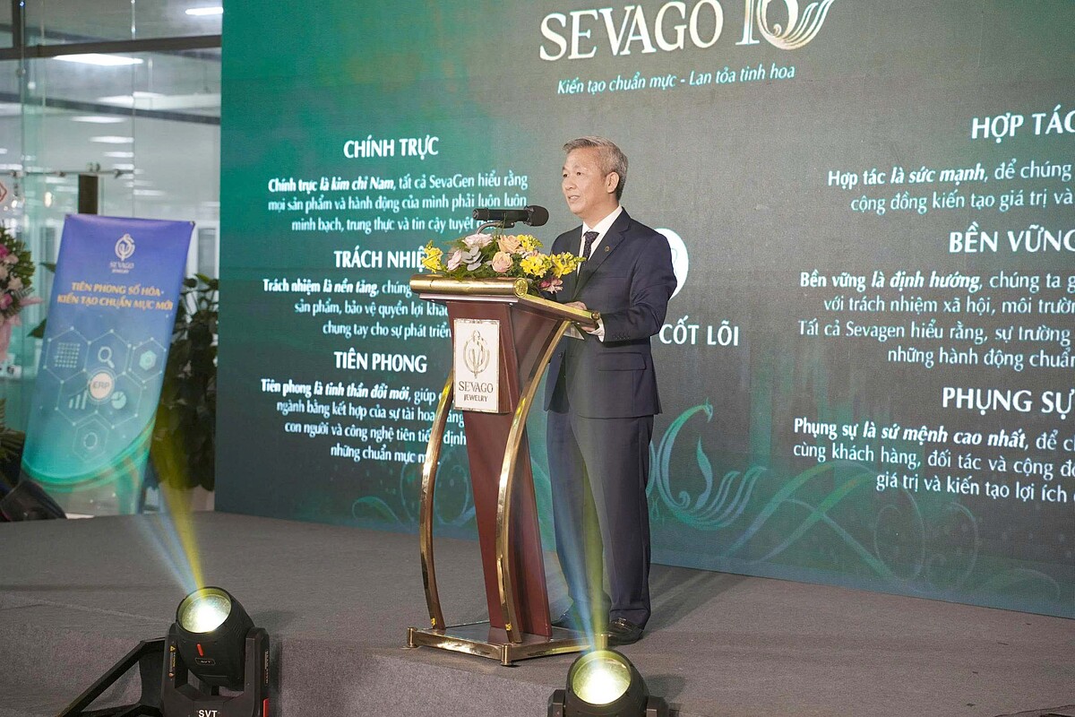 Ông Nguyễn Chí Nhân – Tổng giám đốc Sevago phát biểu tại lễ kỷ niệm.