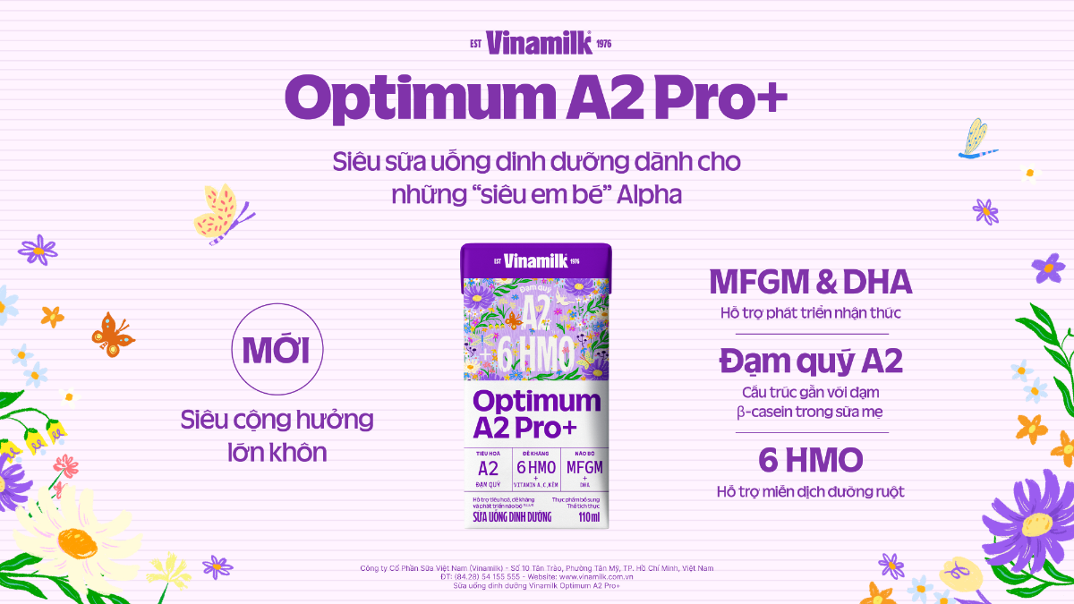 Sản phẩm sữa uống dinh dưỡng Vinamilk Optimum A2 Pro mới. Ảnh: Vinamilk.