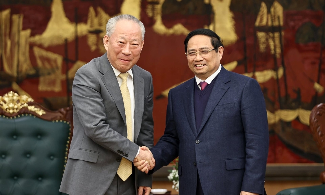 Thủ tướng Phạm Minh Chính tiếp ông Nghiêm Giới Hòa, người sáng lập Tập đoàn xây dựng Thái Bình Dương.