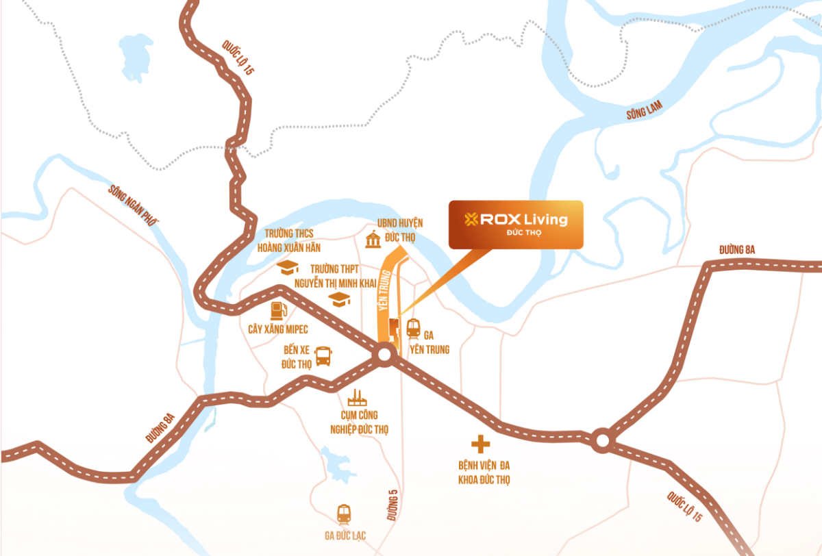 Tọa lạc trên đường Yên Trung – ROX Living Đức Thọ là chốn an cư lý tưởng cho chủ nhân.