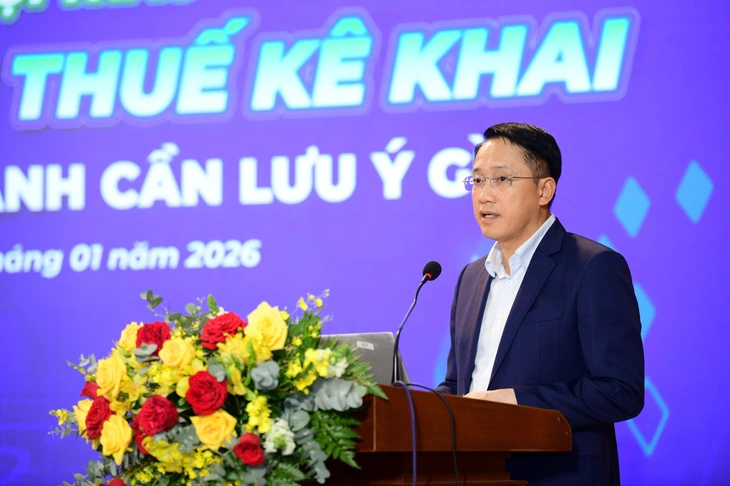 Ông Mai Sơn, Phó Cục trưởng Cục Thuế phát biểu tại Hội thảo.