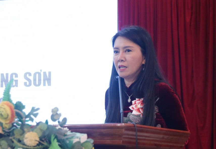 Đồng chí Đoàn Thu Hà, Phó Bí thư Tỉnh ủy, Chủ tịch Ủy ban Mặt trận Tổ quốc Việt Nam tỉnh Lạng Sơn phát biểu chỉ đạo tại Đại hội.