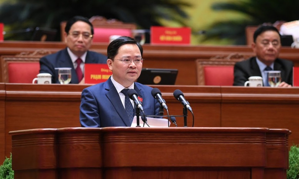 Ông Nguyễn Anh Tuấn, Ủy viên Trung ương Đảng, Phó Trưởng Ban Chính sách, chiến lược Trung ương trình bày tham luận tại Đại hội đại biểu toàn quốc lần thứ XIV của Đảng.