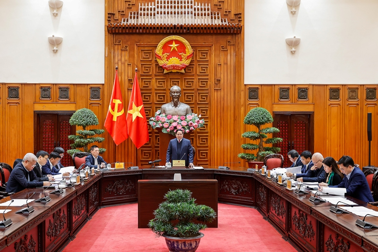 Thủ tướng Chính phủ Phạm Minh Chính, Trưởng Ban Chỉ đạo của Chính phủ về quản lý, điều hành kinh tế vĩ mô chủ trì Phiên họp thứ hai của Ban Chỉ đạo. Ảnh: VGP