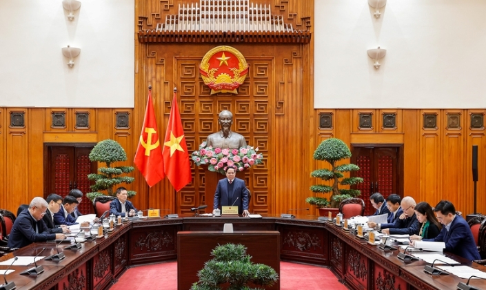 Thủ tướng Chính phủ Phạm Minh Chính, Trưởng Ban Chỉ đạo của Chính phủ về quản lý, điều hành kinh tế vĩ mô chủ trì Phiên họp thứ hai của Ban Chỉ đạo. Ảnh: VGP