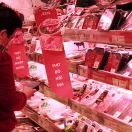 Trên kệ hàng siêu thị, thịt nhập khẩu giá rẻ vẫn không ngừng cạnh tranh với thịt nội địa, tạo sức ép lên các nông hộ chăn nuôi nhỏ lẻ có thể phải “rời cuộc chơi”.