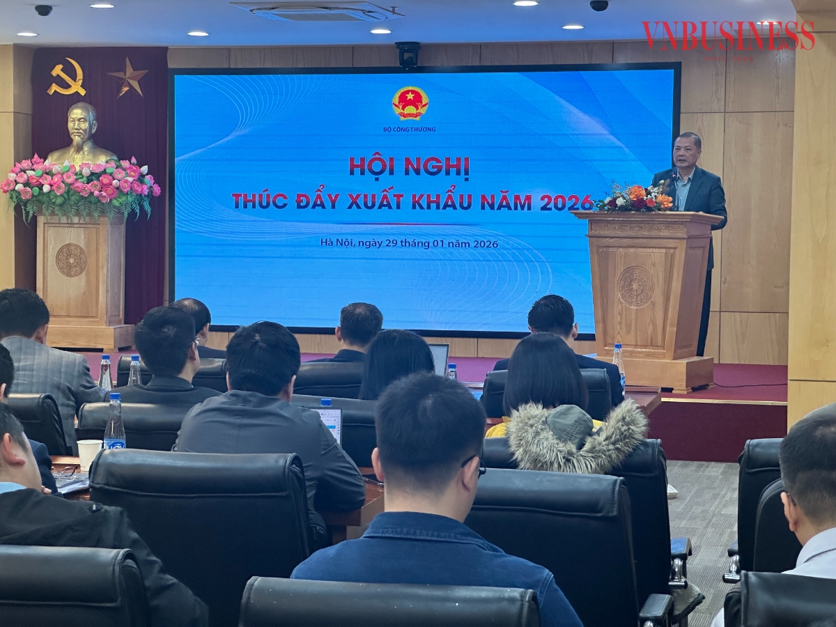 Ông Nguyễn Anh Sơn, Cục trưởng Cục Xuất nhập khẩu tại hội nghị thúc đẩy xuất khẩu năm 2026.