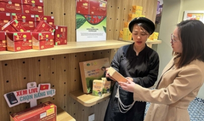 Không gian trưng bày, livestream “Sức sống hàng Việt” chính thức được khai mạc tại tại 62 Tràng Tiền, Hà Nội ngày 5/2.