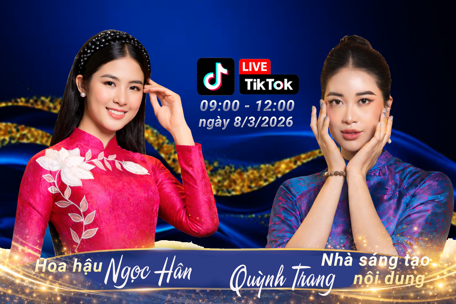 Ngày 8/3, lãnh đạo Cục thị trường trong nước cùng hoa hậu livestream quảng bá hàng Việt