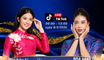 Ngày 8/3, lãnh đạo Cục thị trường trong nước cùng hoa hậu livestream quảng bá hàng Việt