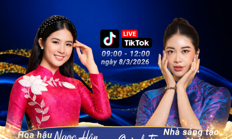 Ngày 8/3, lãnh đạo Cục thị trường trong nước cùng hoa hậu livestream quảng bá hàng Việt