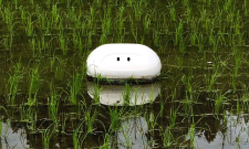 Robot vịt diệt cỏ tích hợp GPS và AI, cho phép tự động vận hành trong phạm vi ruộng được thiết lập, đồng thời ghi lại dữ liệu hoạt động.