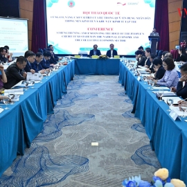 Hội thảo “Củng cố, nâng cao vai trò của hệ thống quỹ tín dụng nhân dân trong nền kinh tế và khu vực kinh tế tập thể” (chiều 12/3).