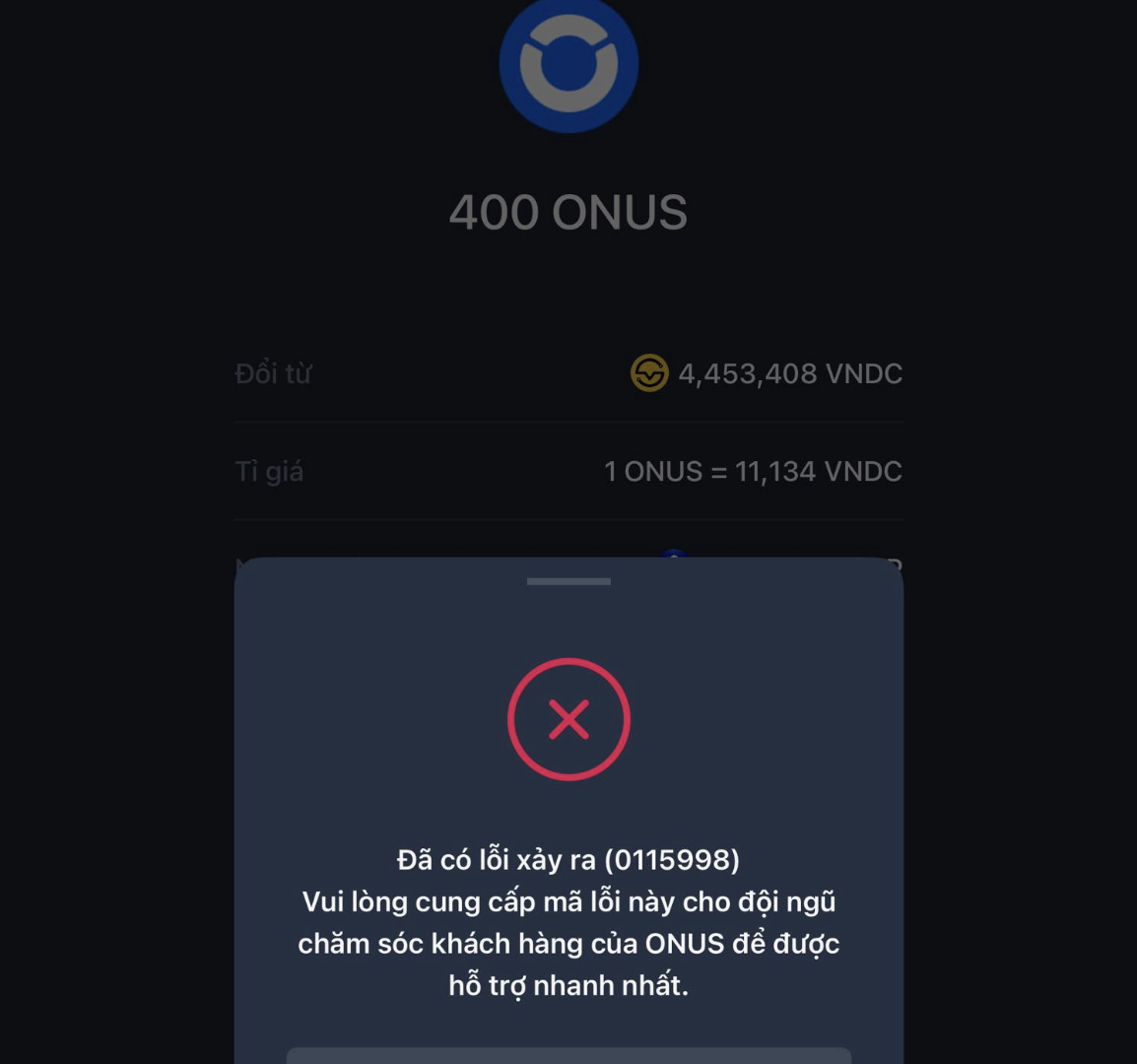 ONUS gặp sự cố truy cập trong nhưng ngày qua.