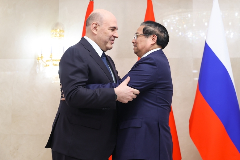 Thủ tướng Phạm Minh Chính và Thủ tướng Liên bang Nga Mikhail Mishustin. Ảnh: VGP