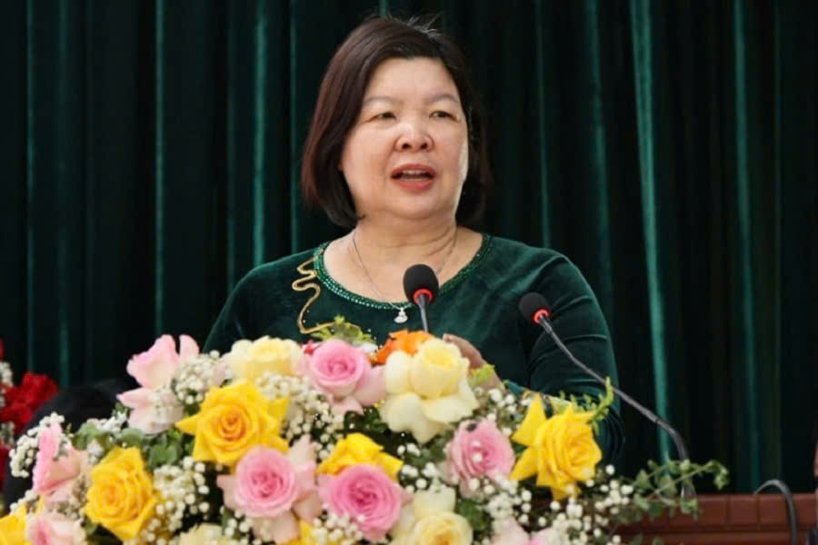 Chủ tịch Liên minh HTX Việt Nam Cao Xuân Thu Vân dự và phát biểu tại đại hội.