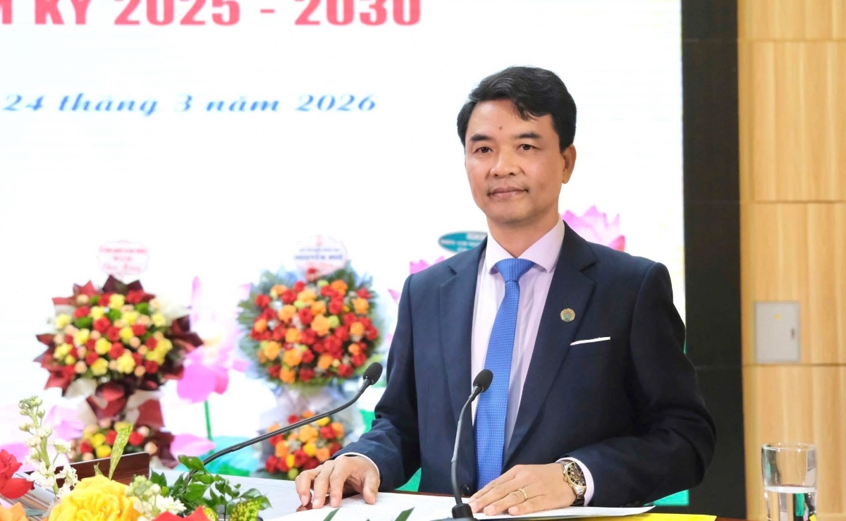 Phó Chủ tịch Liên minh HTX Việt Nam Đinh Hồng Thái phát biểu tại đại hội.