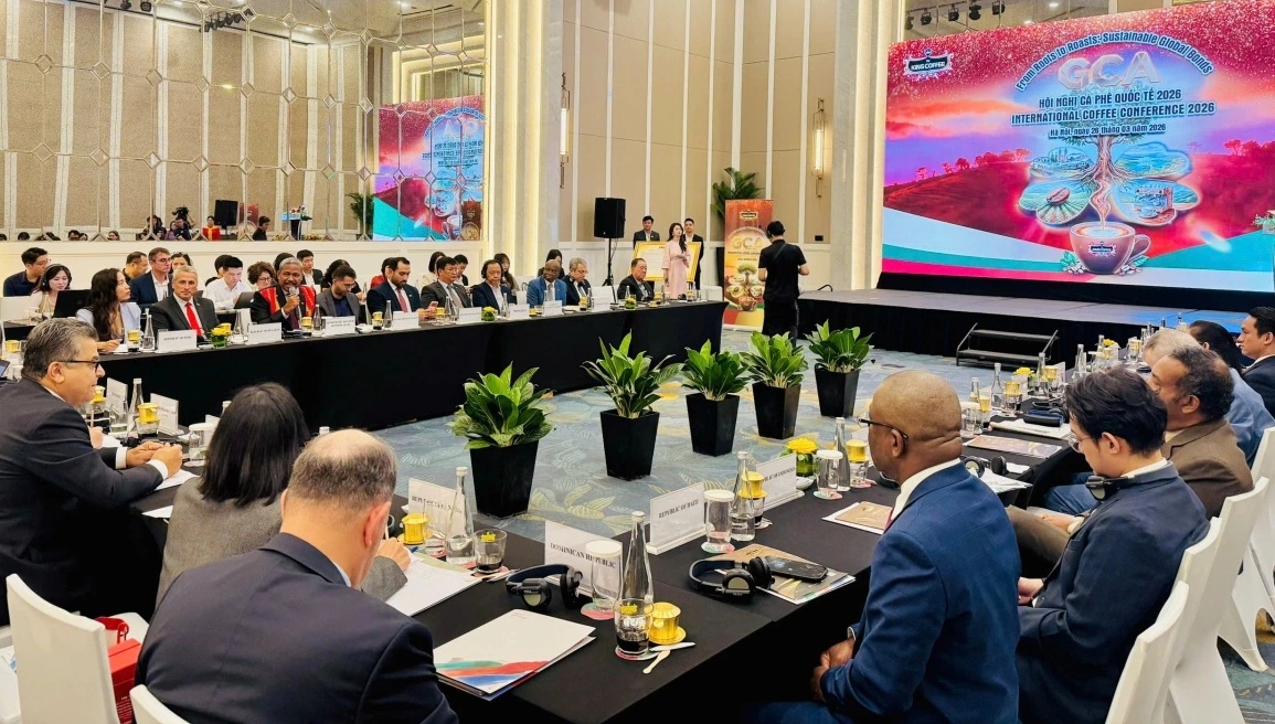 Hội nghị Cà phê Quốc tế 2026, với sự tham dự của đại diện 21 phái đoàn ngoại giao.