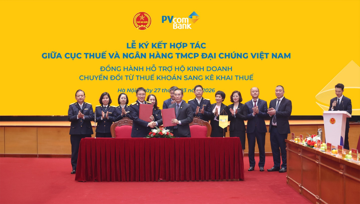 PVcomBank hợp tác với Cục Thuế hỗ trợ hộ kinh doanh kê khai thuế.