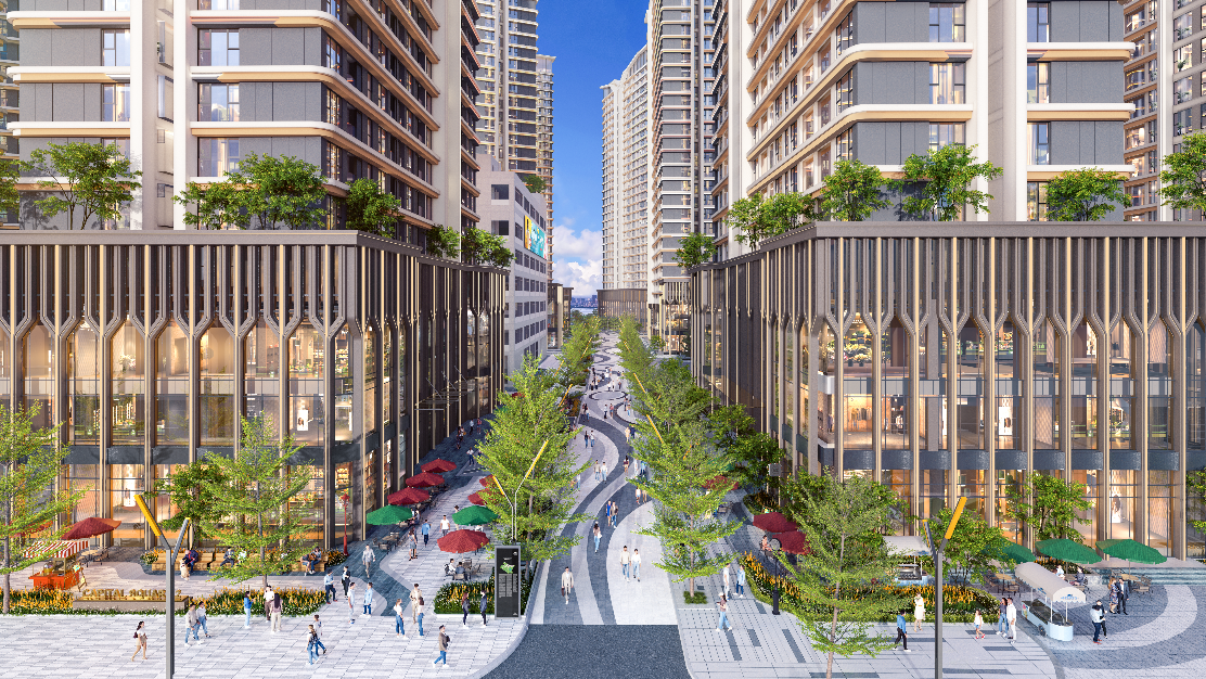 Tuyến phố thương mại sôi động Park Boulevard thu hút khách thuê lưu trú và cư dân địa phương đến mua sắm, vui chơi giải trí.