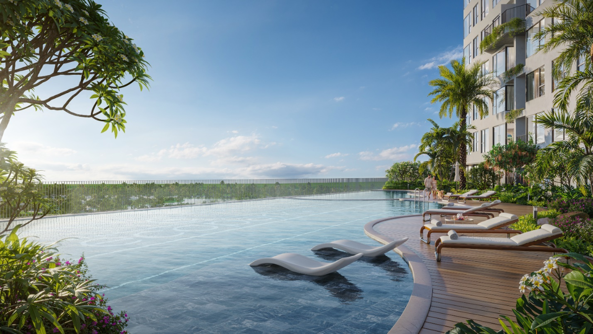 Bể bơi công nghệ điện phân muối tại Forest Onsen.