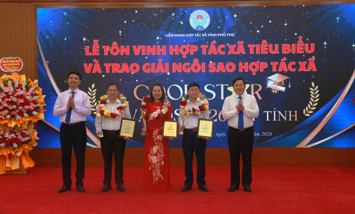 Tôn vinh 3 tập thể đạt danh hiệu “Ngôi sao HTX - Coopstar Awards” cấp tỉnh năm 2026.
