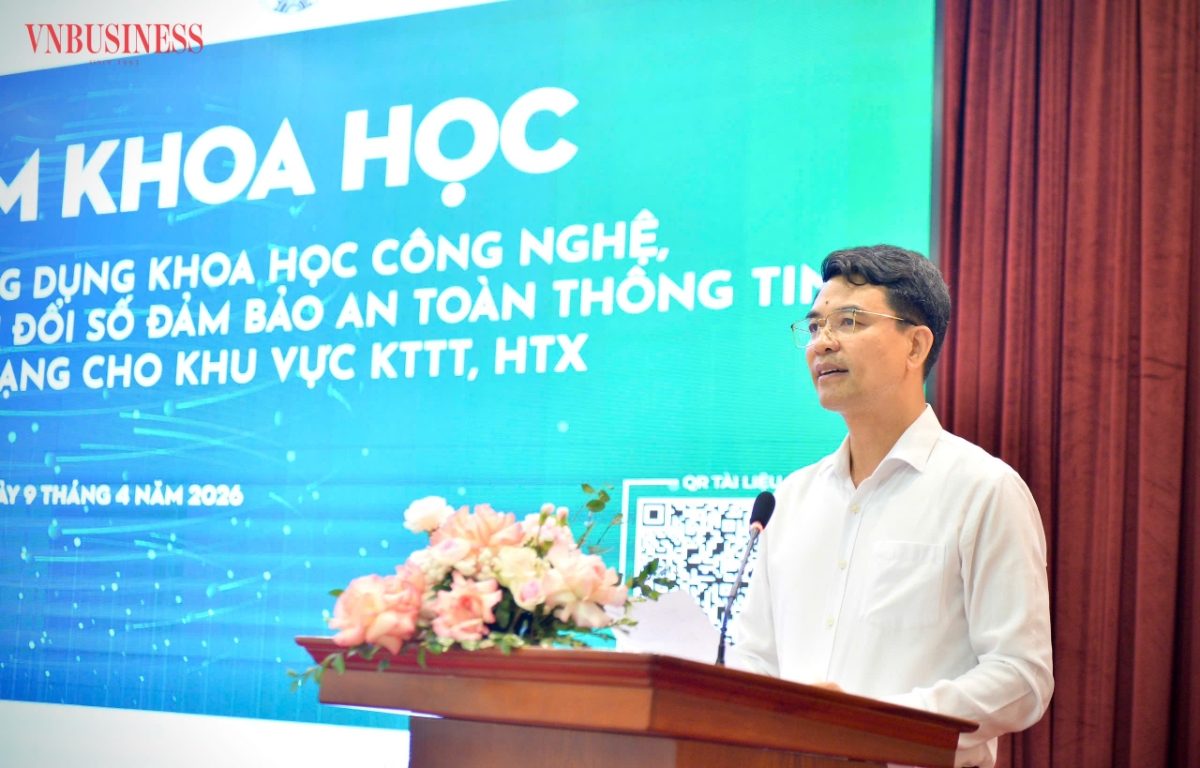 Phó Chủ tịch Liên minh HTX Việt Nam Đinh Hồng Thái phát biểu tại toạ đàm.