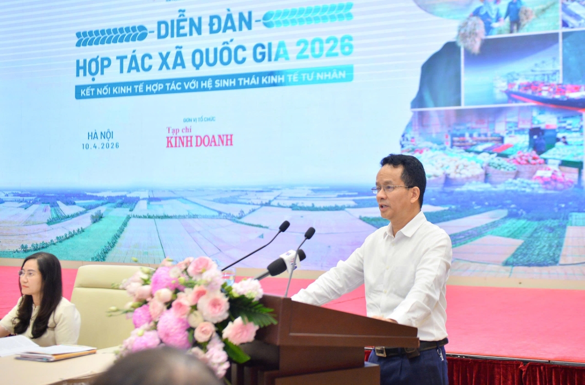 Ông Đỗ Mạnh Khởi, Phó cục trưởng Cục Phát triển doanh nghiệp tư nhân và Kinh tế tập thể (Bộ Tài chính) phát biểu.