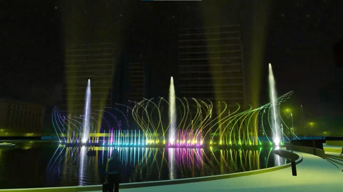 Chiều cao cột nước tại quảng trường nhạc nước Regal Legend có thể lên đến 30m.