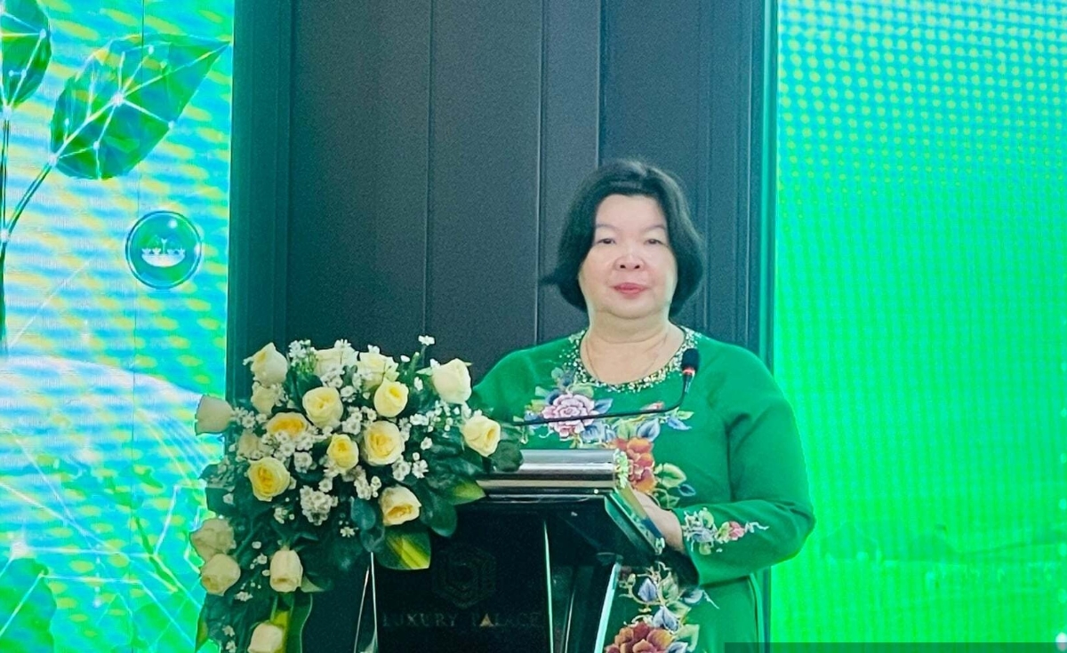 Bà Cao Xuân Thu Vân, Chủ tịch Liên minh Hợp tác xã Việt Nam phát biểu tại lễ khởi động “Triển lãm Công nghệ Máy móc nông nghiệp quốc tế Việt Nam 2026” (CIAME Asia Vietnam 2026). Ảnh: Vân Nguyễn