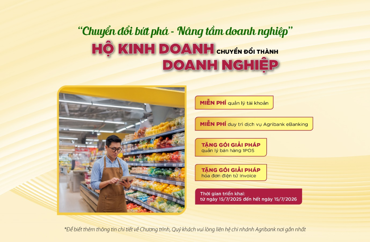 Agribank triển khai chương trình ưu đãi dành riêng cho hộ kinh doanh.